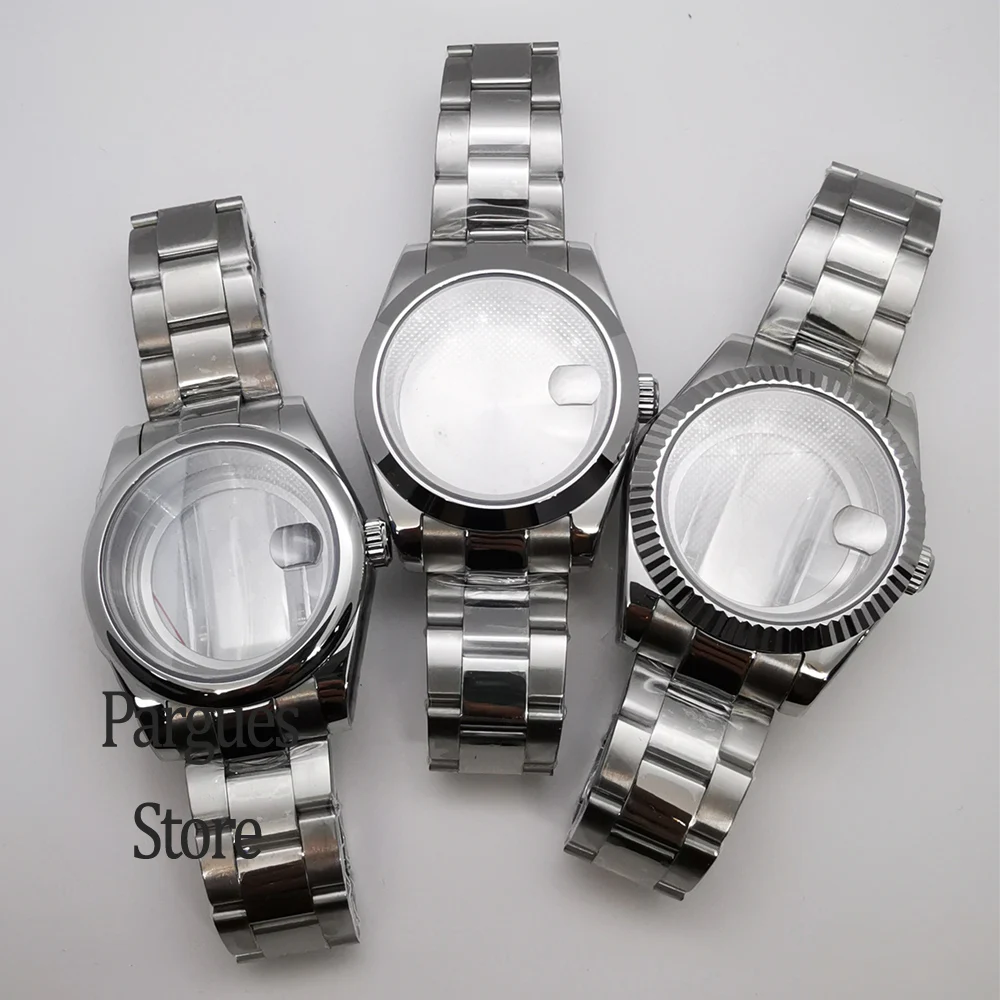 36mm/39mm polished watch case strap sapphire glass fit NH35 NH36 Miyota8215 DG3804/2813 ETA2824 PT5000 movement