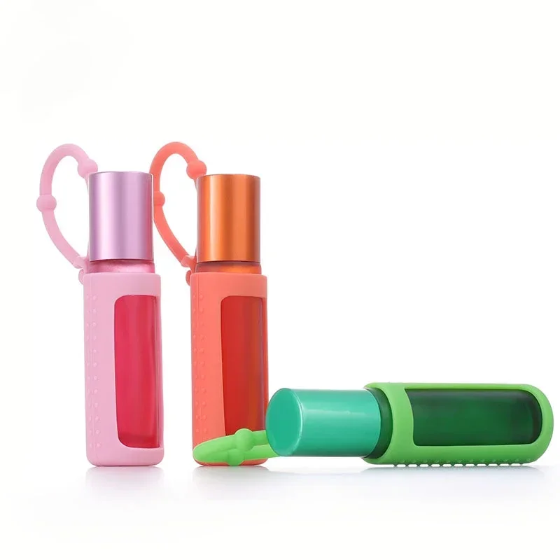 Soporte para botella con rodillo de 10ML, Estuche de transporte de aceite esencial, funda protectora de silicona para botella rellenable, no incluye botella, 6 uds.