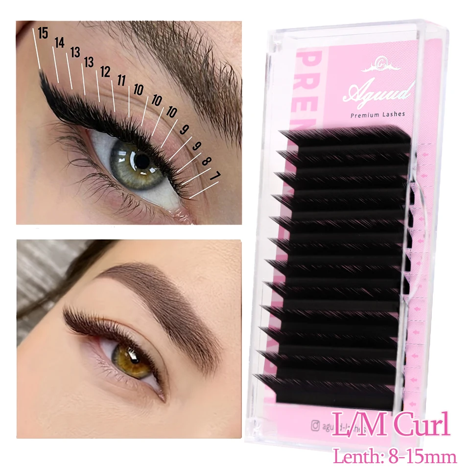 

Aguud Soft Natural Volume Cashmere Matte Black Lashes Trays L/M shape 8-15mm Mix Korean PBT ndividual Eyelashes Extension Makeup