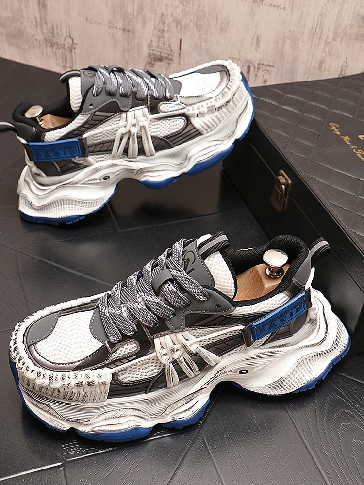 

Men's thick-soled polished dad shoes retro white mesh sports casual shoes fashion explosion