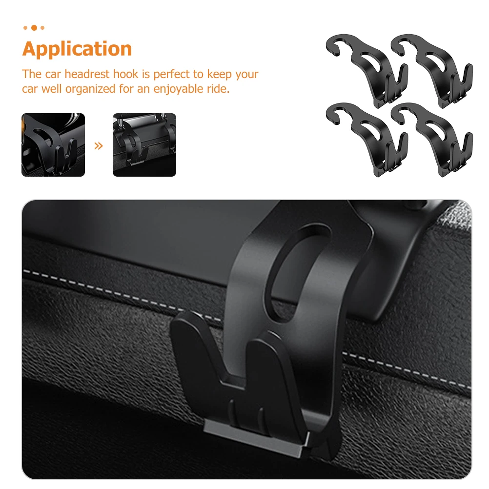 

4 Pcs Car Seat Headrest Hooks Multi Functional Storage Hangers Back Seat ABS Sturdy Reliable Car Purse Holder Grocery Umbrella