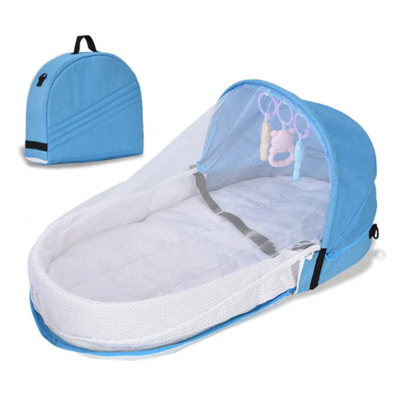 Portable Baby Nest Bed for Boys Girls Travel Crib with Mosquito Net Foldable Baby Nest Newborn Bassinet Infant Sleeping Basket