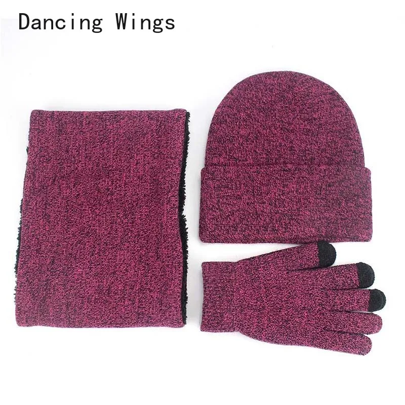 

Winter Knit Beanie Hat with Scarves And Touch Screen Gloves for Men Women Windproof Warm Fleece Cap Cycling Equipment