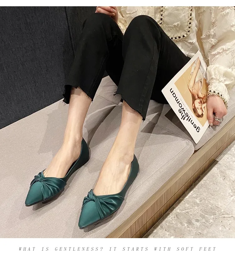 Sweet Single Shoes Women's New Flats Pointed Toe Soft Sole Slip on Loafers Shallow Mouth Zapatos De Mujer Summer Ladies Flats