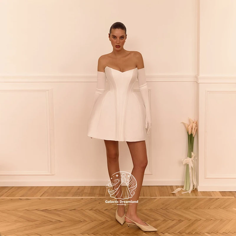 casual short wedding dresses KissProm Vintage Simple Long Sleeve A-line Tea-length Plunging Neckline Satin Dress, Diamond White / 6 creating a flattering and graceful shape that extends into a tea Cap Sleeves Short Wedding Dress