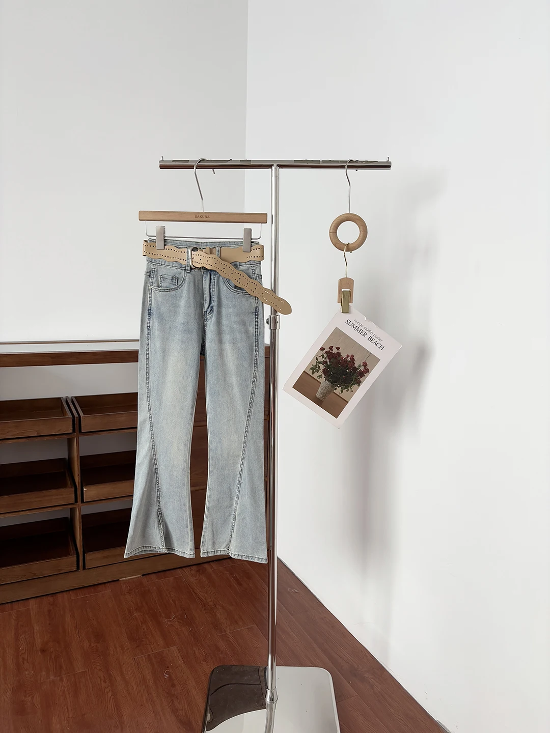

High Waist Stretchy Nine-Piece Denim Jeans Women's Slimming Vintage Blue Micro Flared Long Trousers Summer 2026 Fashion