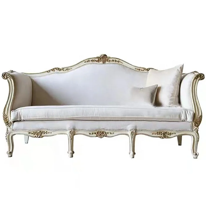 

/Muchun French Vintage Solid Wood Curved Living Room Furniture Sofa Set