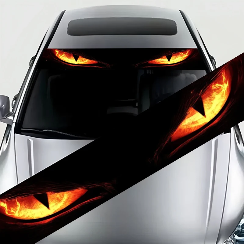 

1pc Flame Magic Eye Punk Style Decorative Strip Stylish Car Windshield Sticker for all car models. This high-quality, waterproof