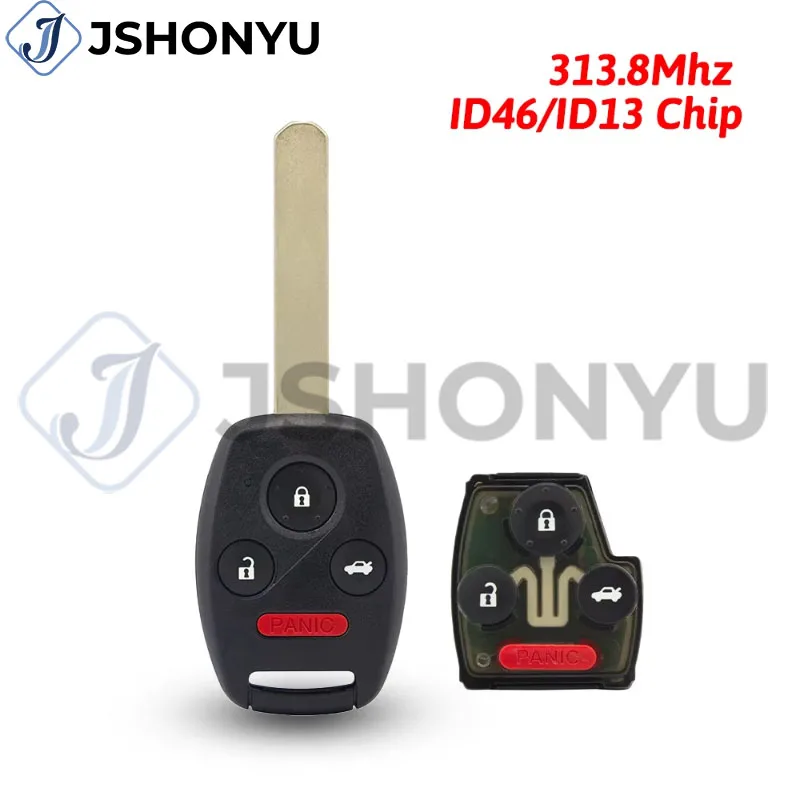 JsHonYu OUCG8D-380H-A 313.8MHz ID46 Chip Remote Car Key Fob for Honda Accord 2003-2007 Element CR-V 3 Button