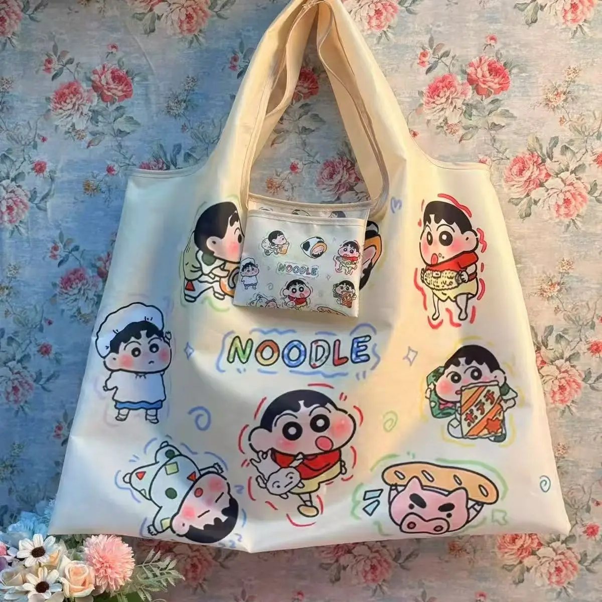 Crayon Shin-chan shopping bag, cute cartoon foldable eco-friendly portable shopping bag