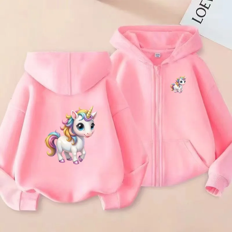 

Kids Cardigan Sweatshirt Zipper Style Unicorn Anime Hoodie Fashion Girls Boy 3-12Years Casual Sunshine Top Loose Coat Tracksuits