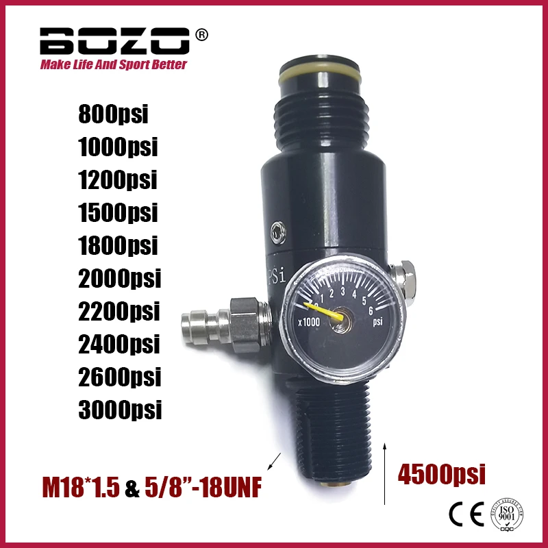 Marker Compressed Air Co2 Cylinder Bottle Tank Regulator Valve 4500psi Input 800psi to 3000psi Output