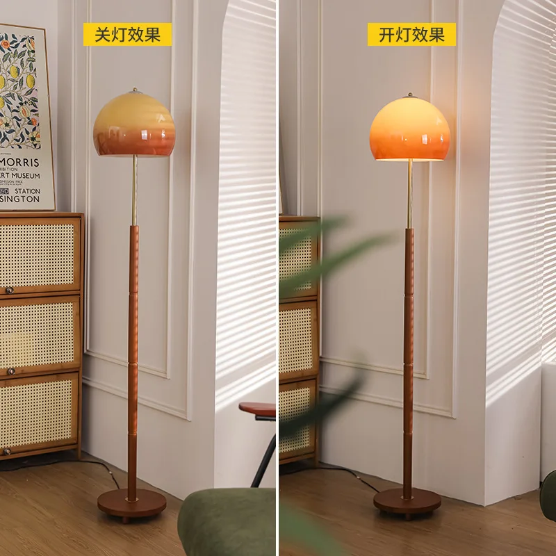 Lampada da terra a fungo medievale soggiorno Divano retrò americano lampada pompelmo camera da letto comodino atmosfera decorazione verticale