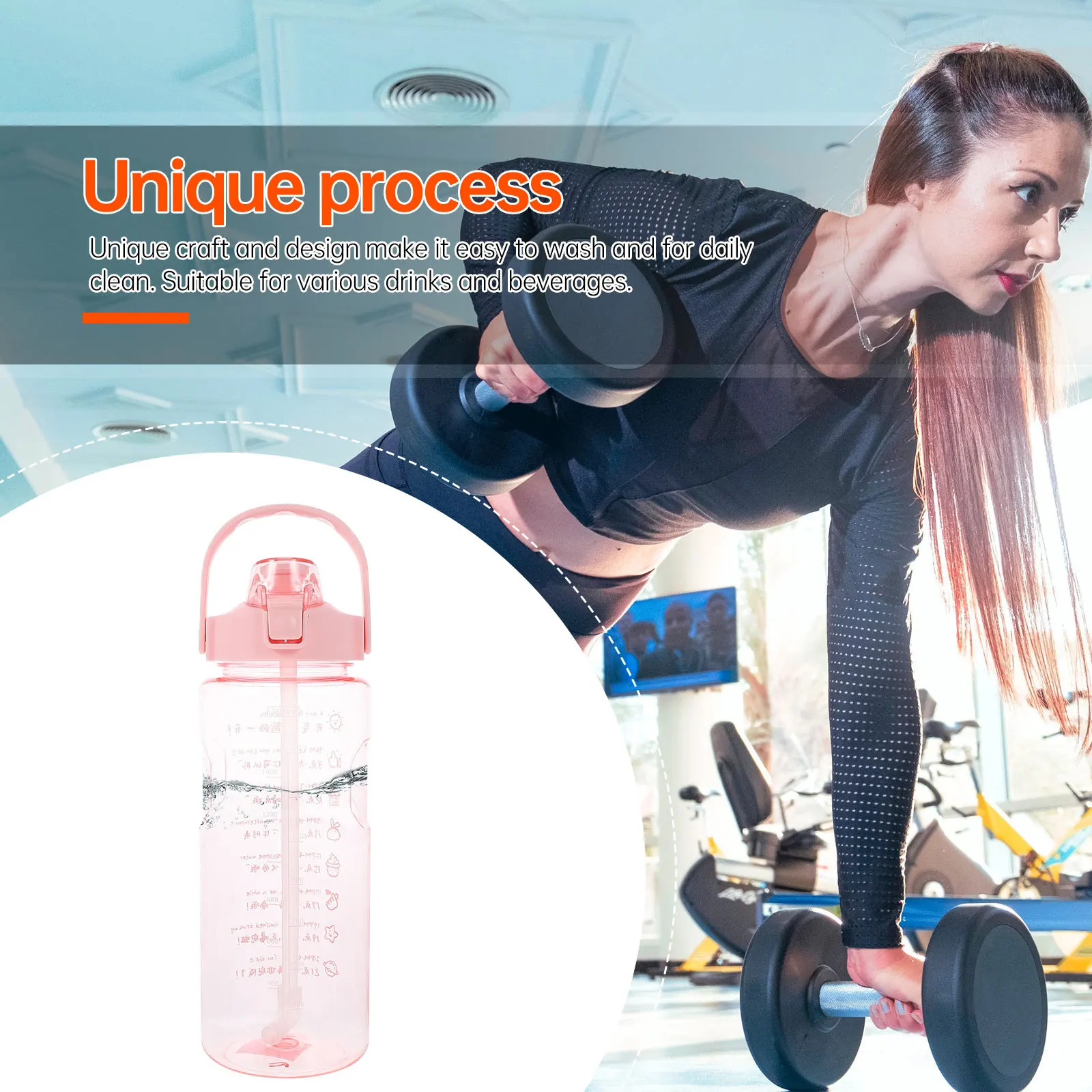 

1Pcs Large Capacity Straw Sports Water Bottle Eco Friendly Fitness Leak Proof Outdoor Portable Water Container for Gym Running