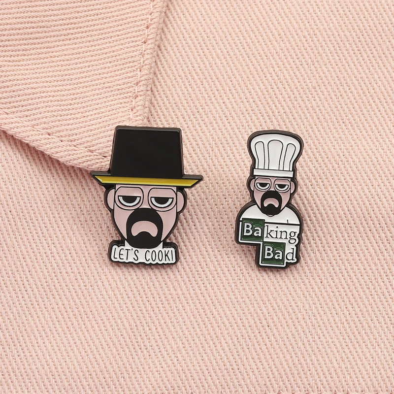 TV-Show-Charaktere Heisenberg Emaille-Anstecknadel Gentleman Killer Coole schwarze Hutfiguren Broschen Anstecknadel Schmuck Geschenk für Freunde ﻿