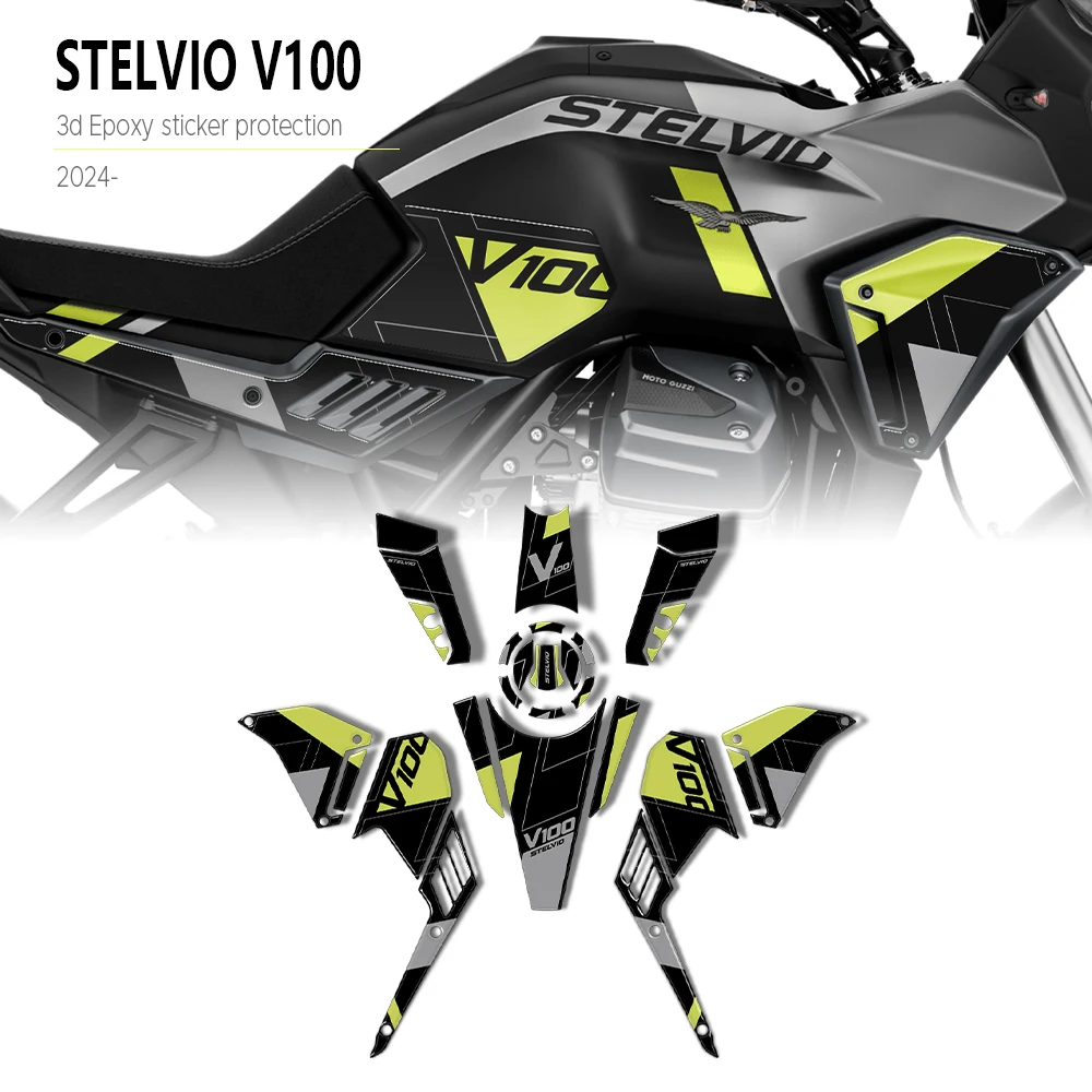 Image of Motorrad Aufkleber Kit 3D Harz Tank Pad Seite für Moto Guzzi Stelvio V100