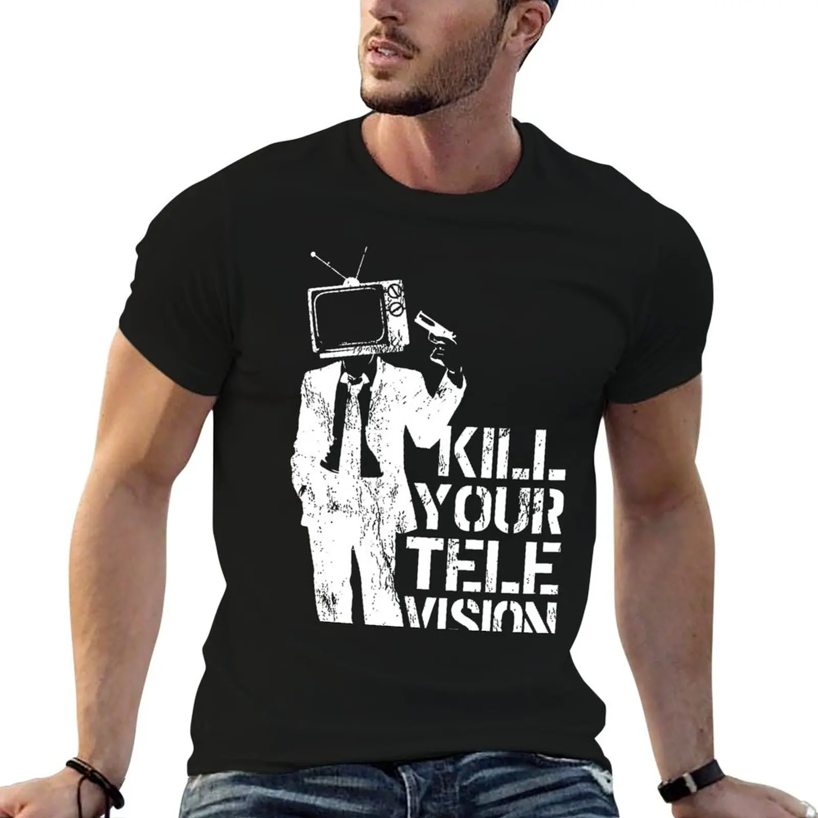 

kill your television T-Shirt cotton tshirt 100% man t shirt summer black cotton t-shirt plain for man package T-Shirt