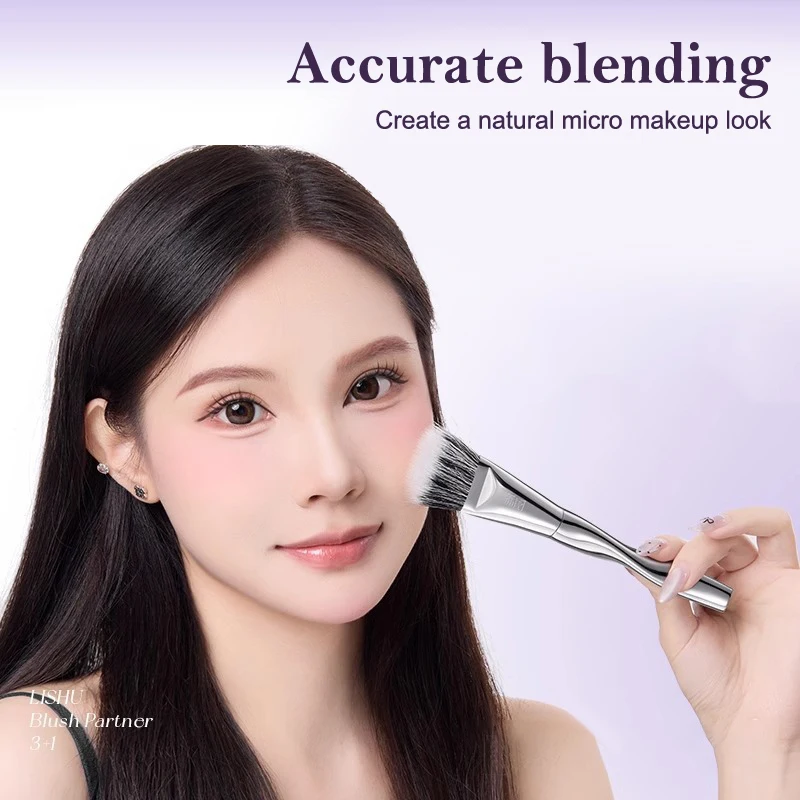 プロのヘアフェイスメイクブラシロングハンドルブラッシュブラシ 3 個パウダークリームパフコンシーラーブラシ美容メイクツール