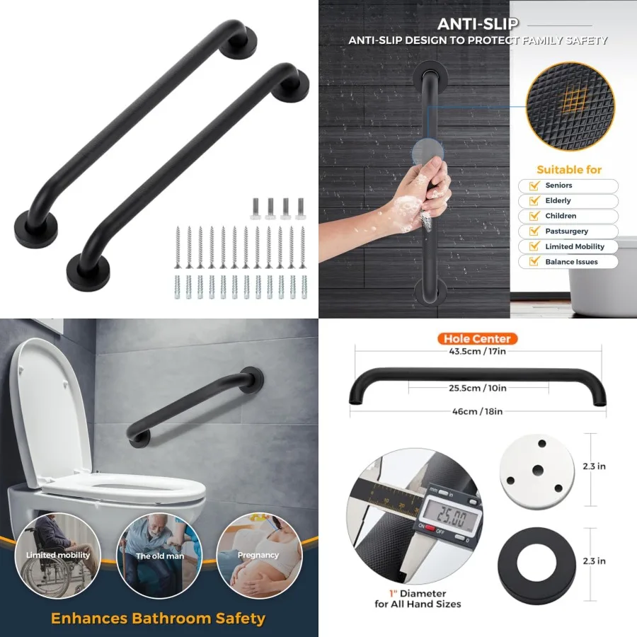 

Grab Bars for Shower, Pack Anti Slip Shower Handles for Elderly, Safety Shower Grab Bar, Stainless Steel Handicap Grab Bars for