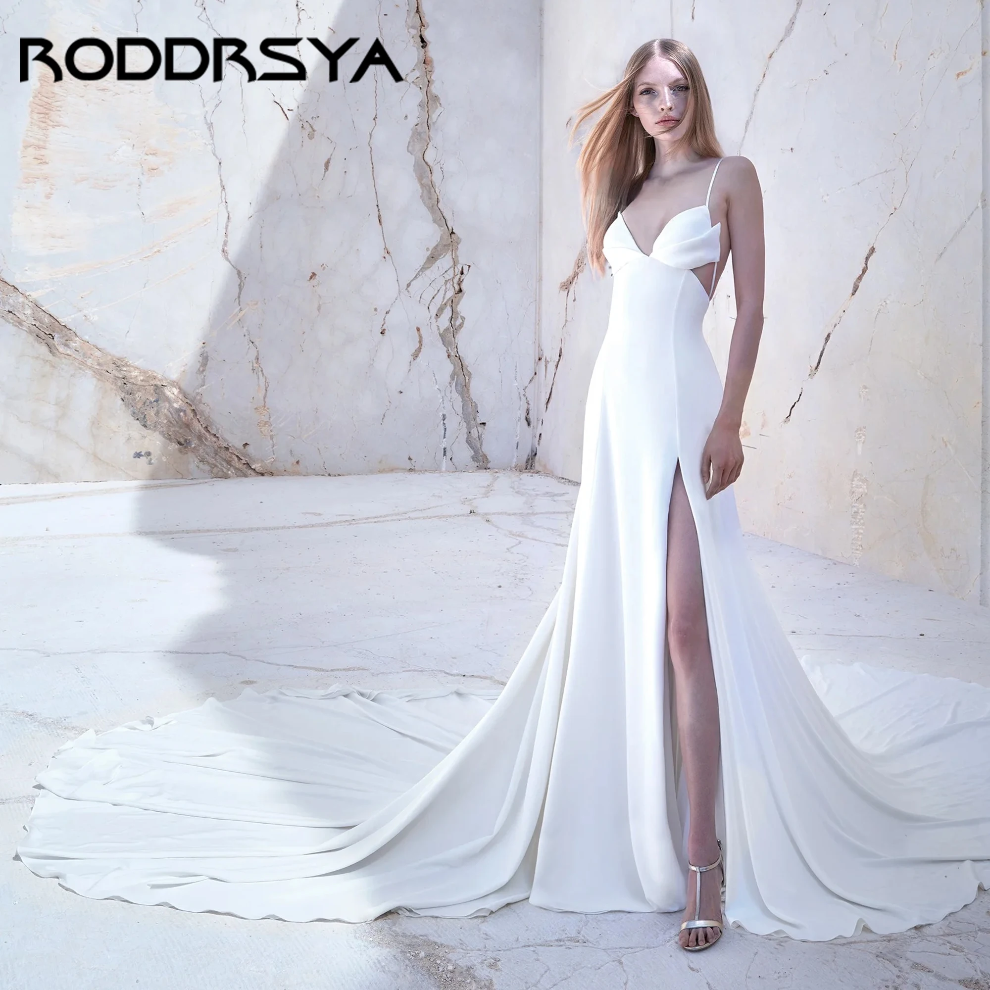 

Boho Satin Sexy Wedding Dresses Backless Sleeveless Mermaid Luxury Bride Dress Sweetheart vestido de novia Plus Size Customized