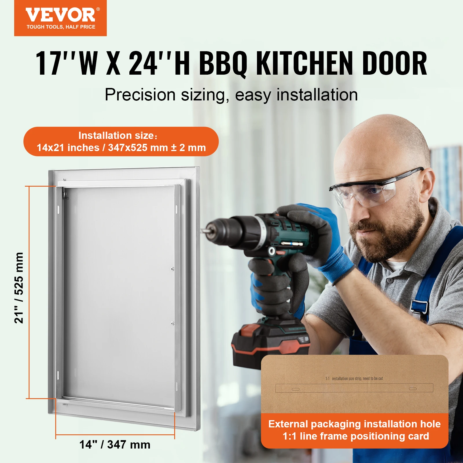 Vevor Grill Zugangstür Edelstahl Unterputz Tür Wand vertikale Tür mit versenktem Griff Grills tation außerhalb Schrank