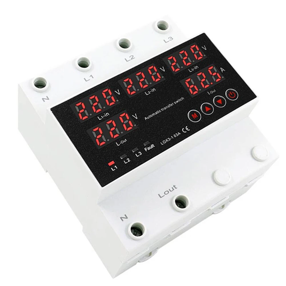 3-Way 63A with Built-in for protection Against Over Voltage Under Voltage and Over Current for Connected Electrical Devices
