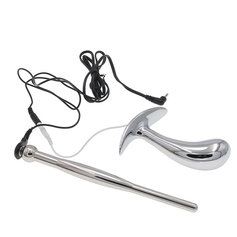 Electro Shock Male Sex Therapy Butt Plug Metal Urethral Dilator Prostate Stimulator SM Masturbation Anal Expander Toys for Men