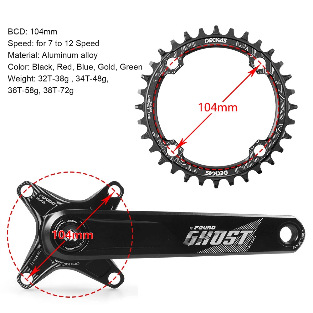 A4 104BCD rotondo stretto corona larga MTB Mountain Bike bicicletta corona 30T 32T 34T 36T 38T guarnitura parti piastra dente