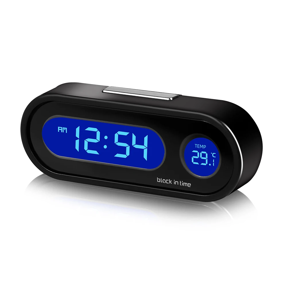 Electronic Car Clock Mini Time Watch Auto Clocks Luminous Thermometer Lcd Backlight Digital Display Car Styling Accessories