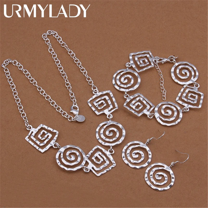 925 sterling Silver Jewelry sets fine Retro thread earrings bracelets neckalce for women Fashion Party wedding Christmas Gifts