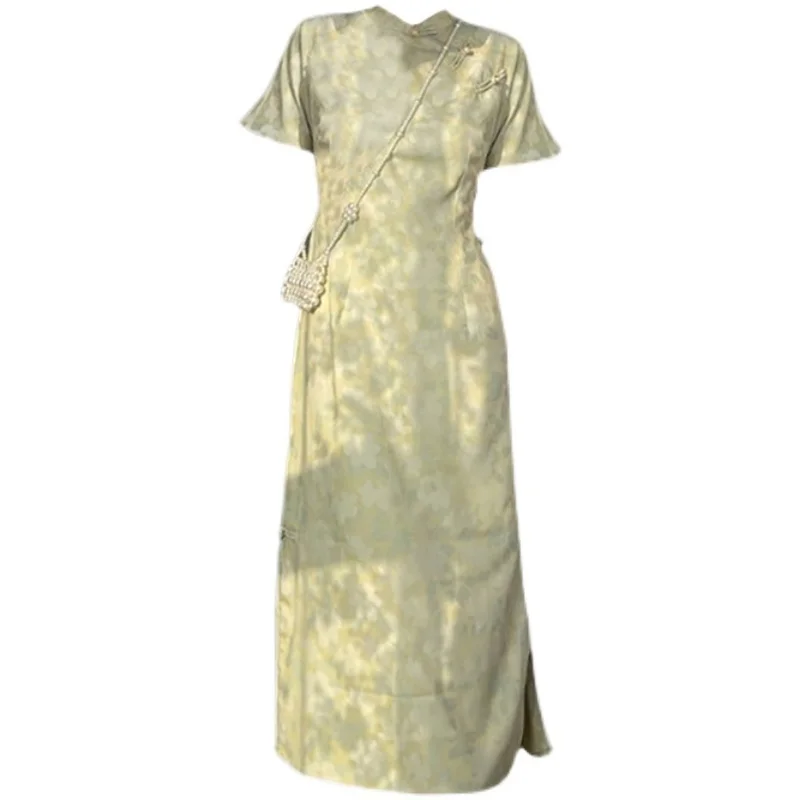 

Очень большой размер, китайский Sle Dr, модная уличная одежда в стиле ретро, летняя одежда ort Sve, свободный крой, круглый, чистый цвет