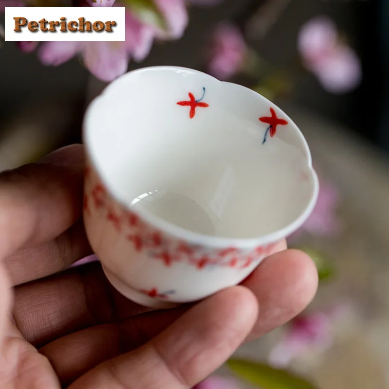 2 قطعة/الوحدة مرسومة باليد أربع أوراق البرسيم فنجان الشاي وعاء إبريق الماء الشاي تذوق كوب شخصي Jianzhan ماستر أكواب خدمات الشاي 40 مللي #5