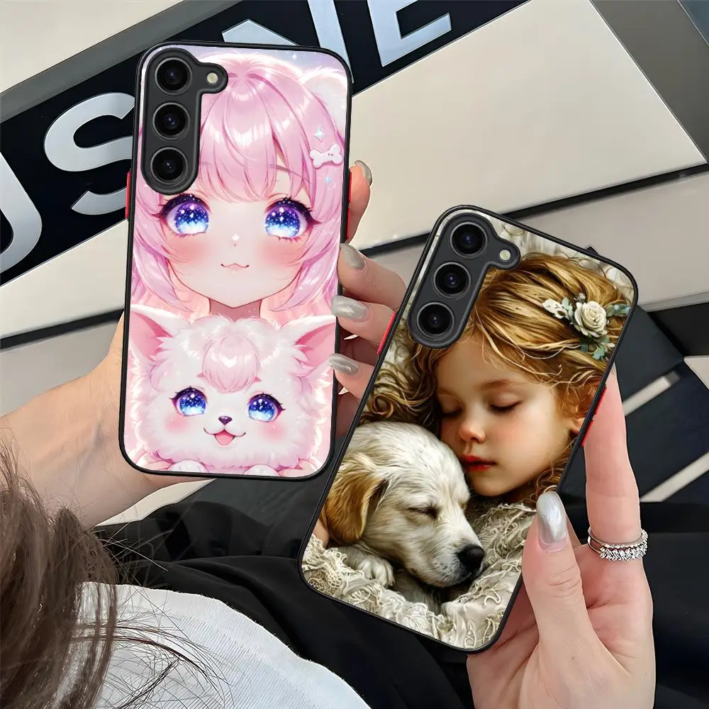 

Girl Dog Puppy Silicone Mobile Phone Case for Samsung Galaxy S26 S25 S24 S23 S22 S21 Plus FE Ultra Colorful Cover