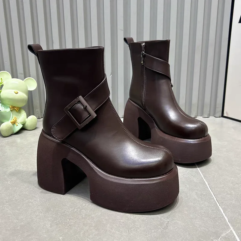 

High Heels Women Ankle Boots Designer Chunky Elegant Shoes 2025 Pumps New Chelsea Boots Goth Winter Trend Fashion Ladies Boots