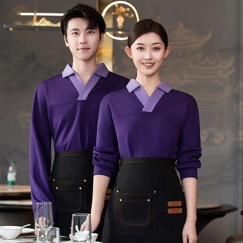 

Свитшот для работы в отеле и ресторане для женщин, модная куртка с длинными рукавами для персонала ресторанов и ресторанов с блюдами на гриле.