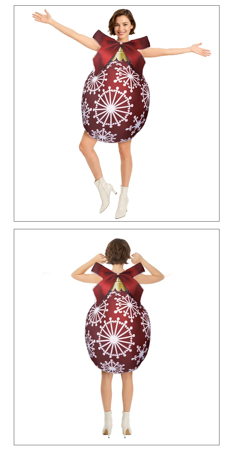 Lustiges Weihnachtskostüm für Eltern, Cosplay-Kostüm für Bühnenauftritte, passendes Outfit mit großer Schleife, Weihnachtsfeier-Outfit 2026 – Detail 5