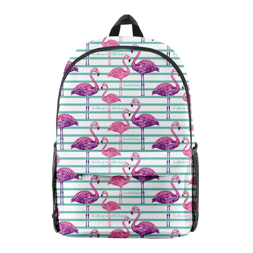 Cartoon Popular Funny Flamingo pupil Bookbag Notebook Backpacks 3D Print Oxford Waterproof Boys/Girls Travel Backpacks