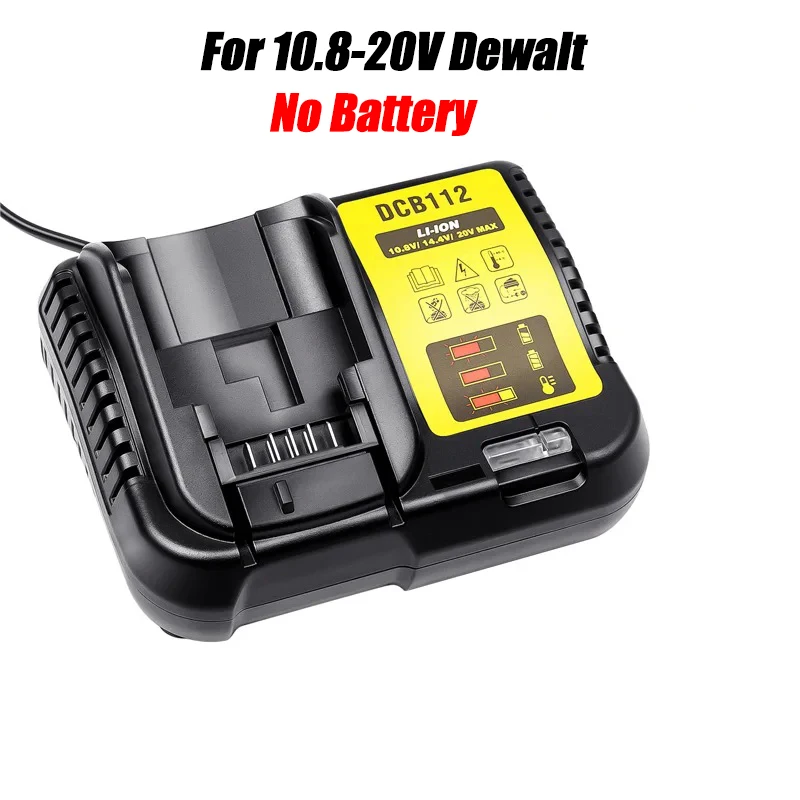 Cargador de batería de litio DCB112 2A para Dewalt 10,8-20V, cargador de batería de iones de litio, DCB206, DCB205, DCB204, DCB203, DCB120, DCB107,