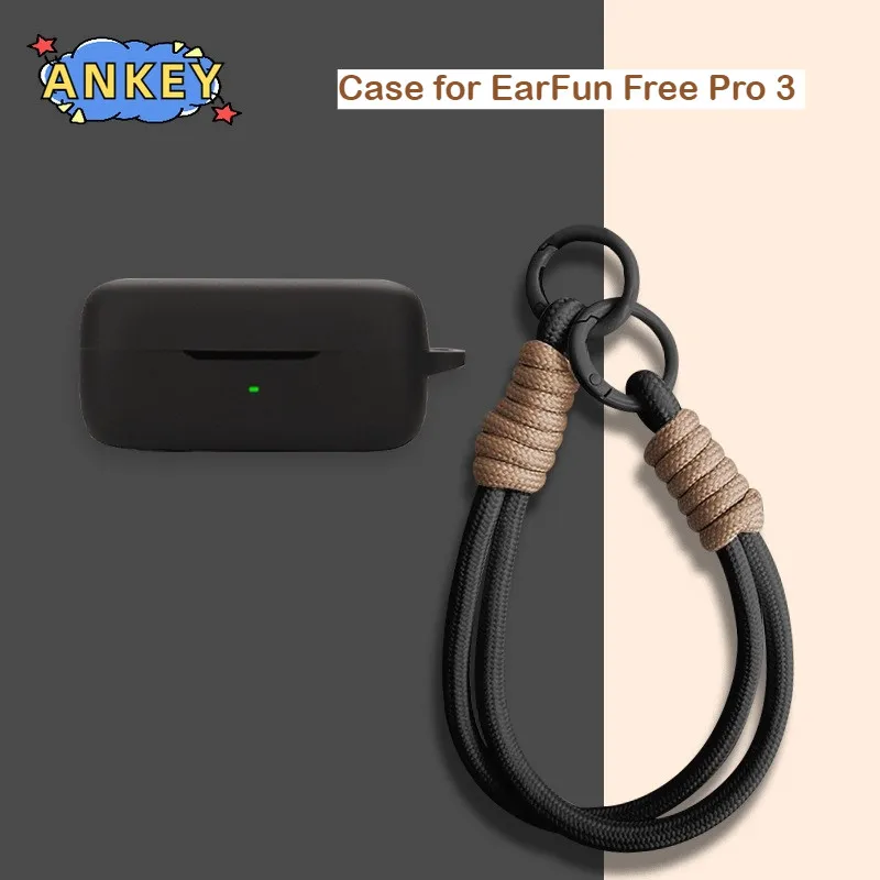 حافظة لهاتف EarFun Free Pro3 مصنوعة من السيليكون الناعم وغطاء مقاوم للصدمات ومحمول مع حبل حلقة تسلق