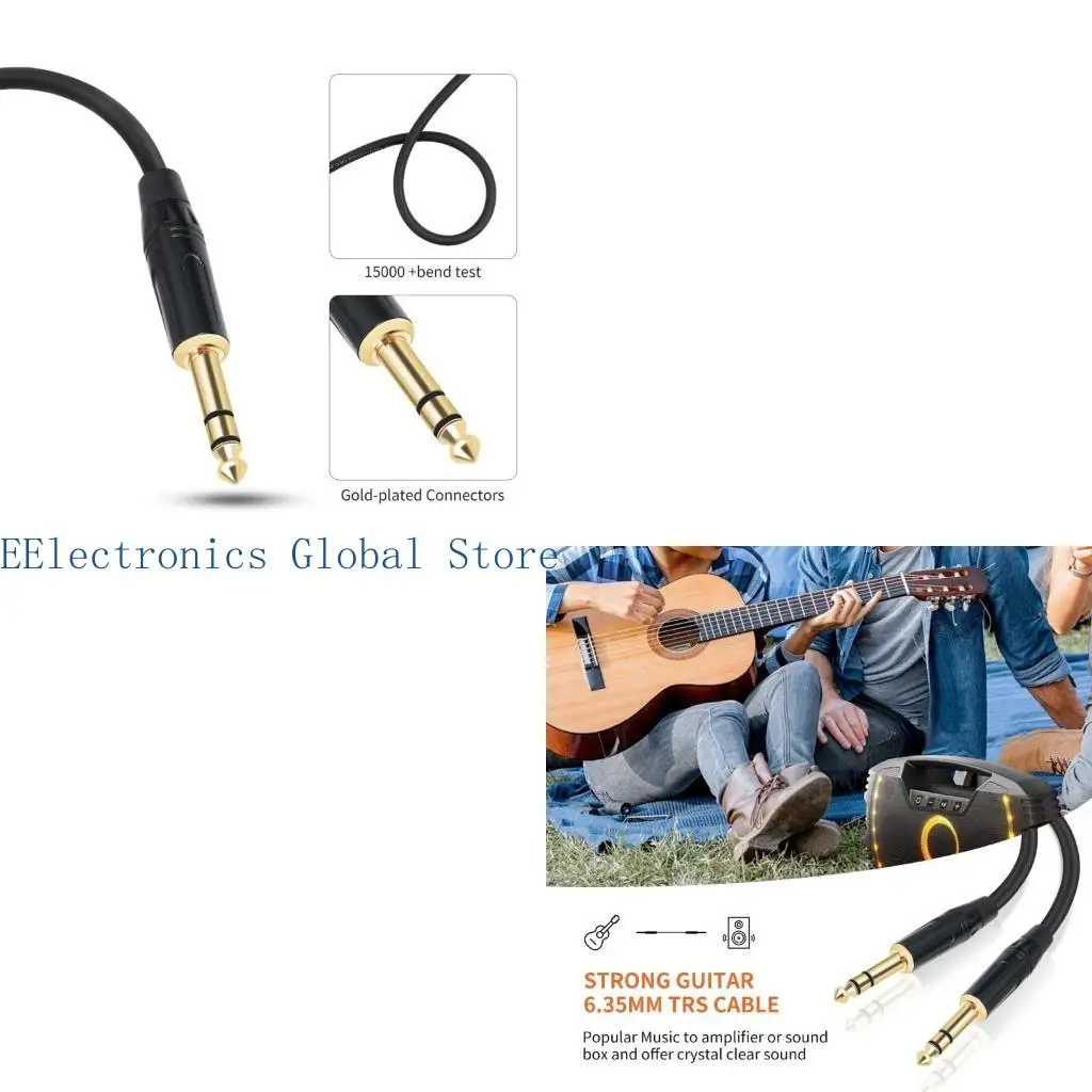 462B 6.35mm Guitar Instrument Cable 1/4inch to 1/4inch Straight Male to Male 6.35mm Mono Jacks with Connectors