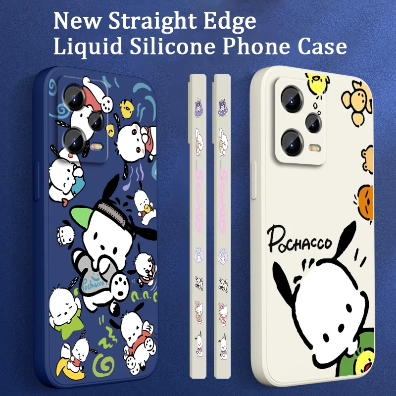 Pacha Dog Sanrio Cartoon Liquid Left Rope For Xiaomi Redmi Note 13 12 12S 12R 11 11T 11S 10 10S Pro Plus 5G Funda Phone Case