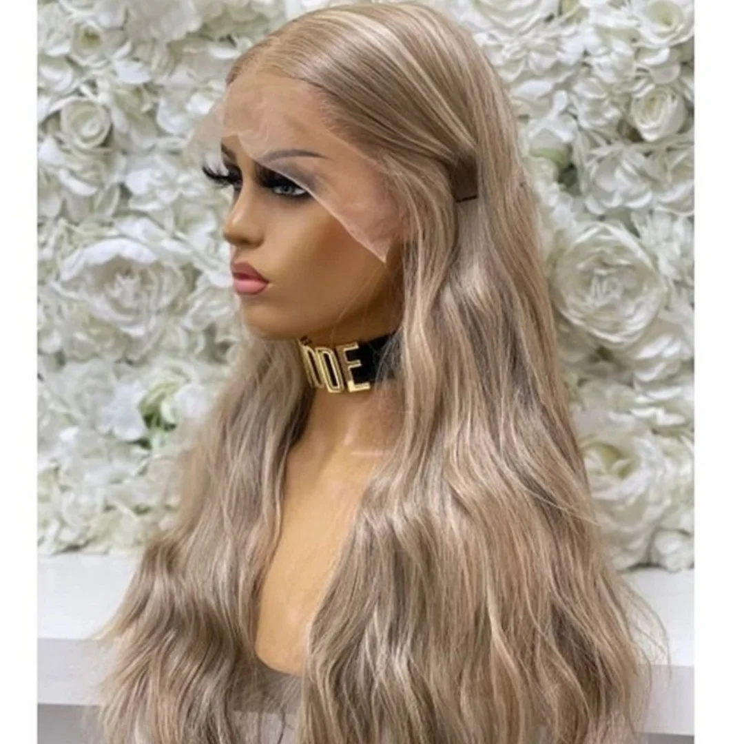 

Синтетические парики Объемная волна Женский модный светло-русый длинный парик с кружевным верхом для женщин Пушистые 13*4HD термостойкое волокно