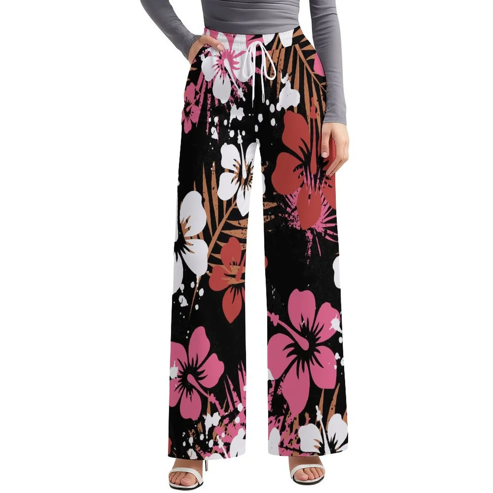 맞춤 제작 및 도매 폴리네시아 캐주얼 바지 사모아 피지 하와이안 아일랜드 민족 디자인 여성 와이드 팬츠