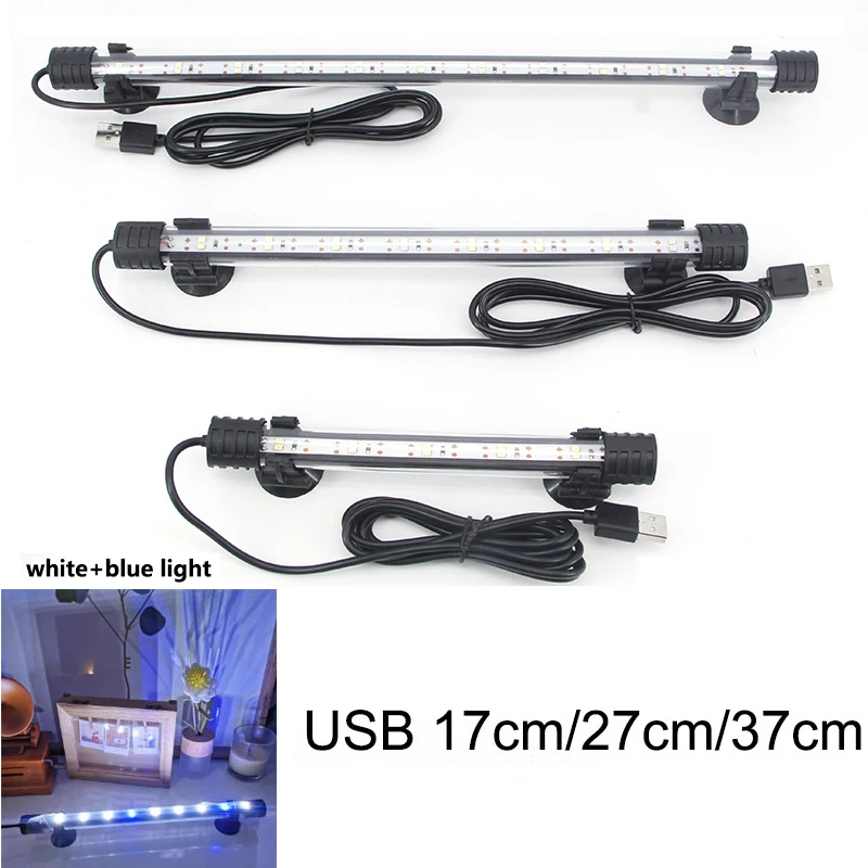 17/27/37cm USB 5v Submersible blue white LED Aquarium bule Light Fish plant grow light underwater for Tank Lighting Bar lamp M20