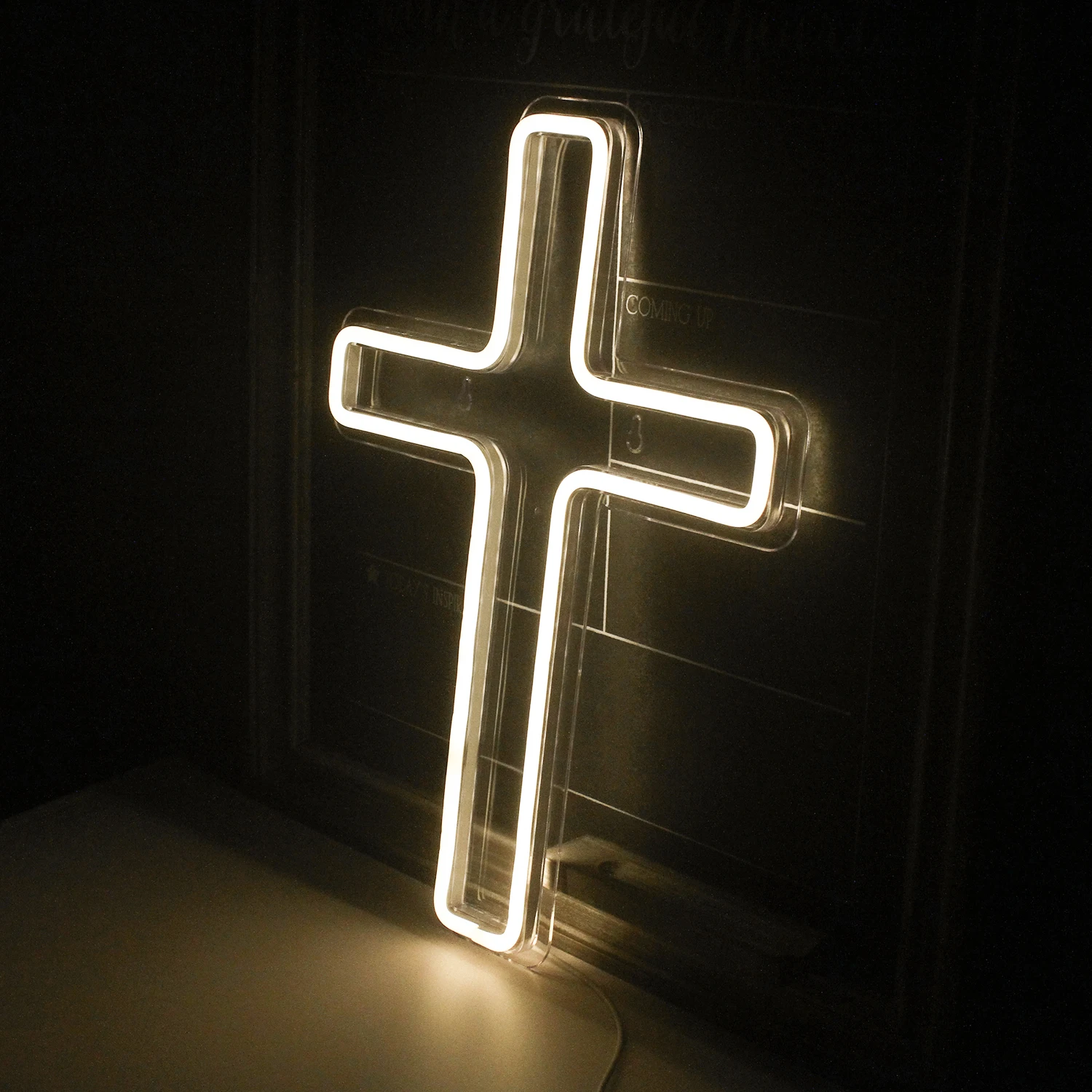 Imagem -02 - Cruz Neon Led Light Lamp para Decoração de Quarto Brilho Suspenso Wall Art Decor Usb Light up Sighs Sinal Estético Festa de Casamento Festa