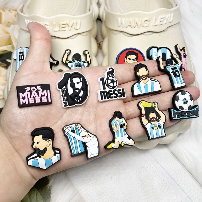 16-25pcs Football Superstar Shoe Buckle Accessories PVC Sandal Shoes Charms Clogs Pins Decor Kids Man Party Gift image 3