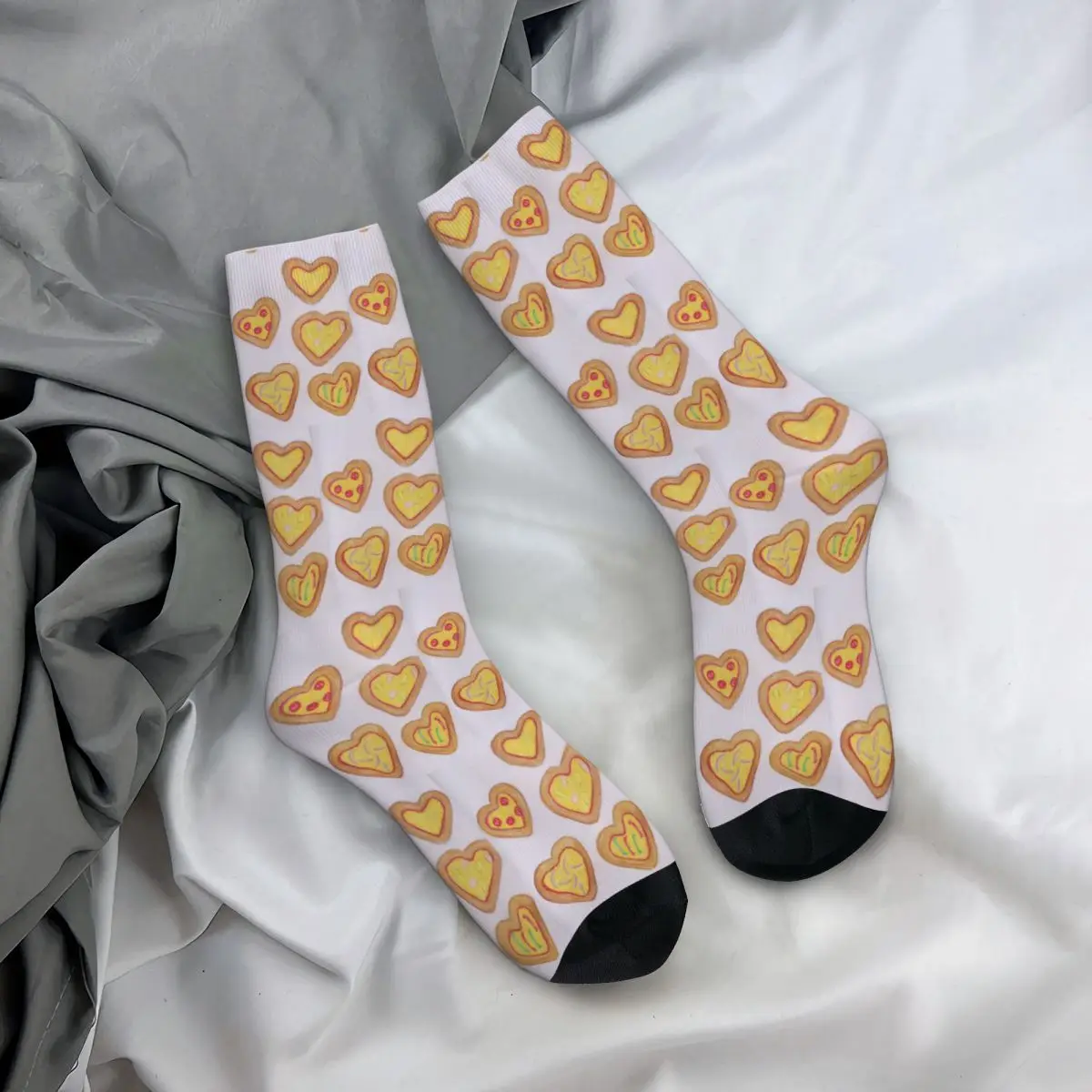 Calcetines de pizza con corazón de amor, medias absorbentes de sudor Harajuku, calcetines largos para todas las estaciones, accesorios para regalos de navidad Unisex