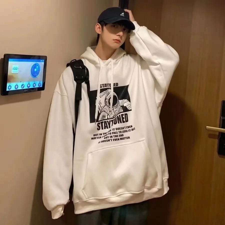 【M-8XL】Korean Edition New Space Astronaut Printed Hoodie for Men's Casual Fashion Versatile Loose Oversized Hoodie Jacket Men