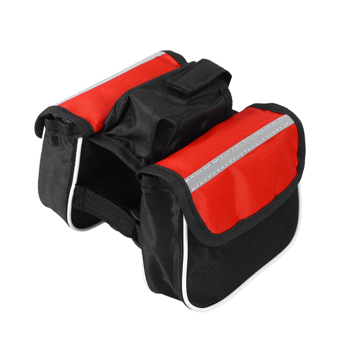 

Bike Bag Reflective Red 3 Pockets Lightweight Beautiful Easy Carry Road Bicycle Frame Pack Long Rides Storage