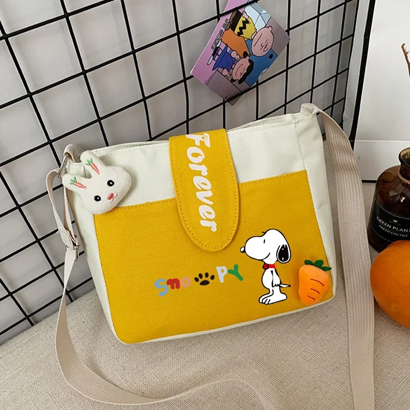 Bolso de hombro Snoopy para mujer, bolso de lona de algodón con estampado pequeño, bolso cruzado informal para mujer, bonito bolso de mensajero, regalos para niños